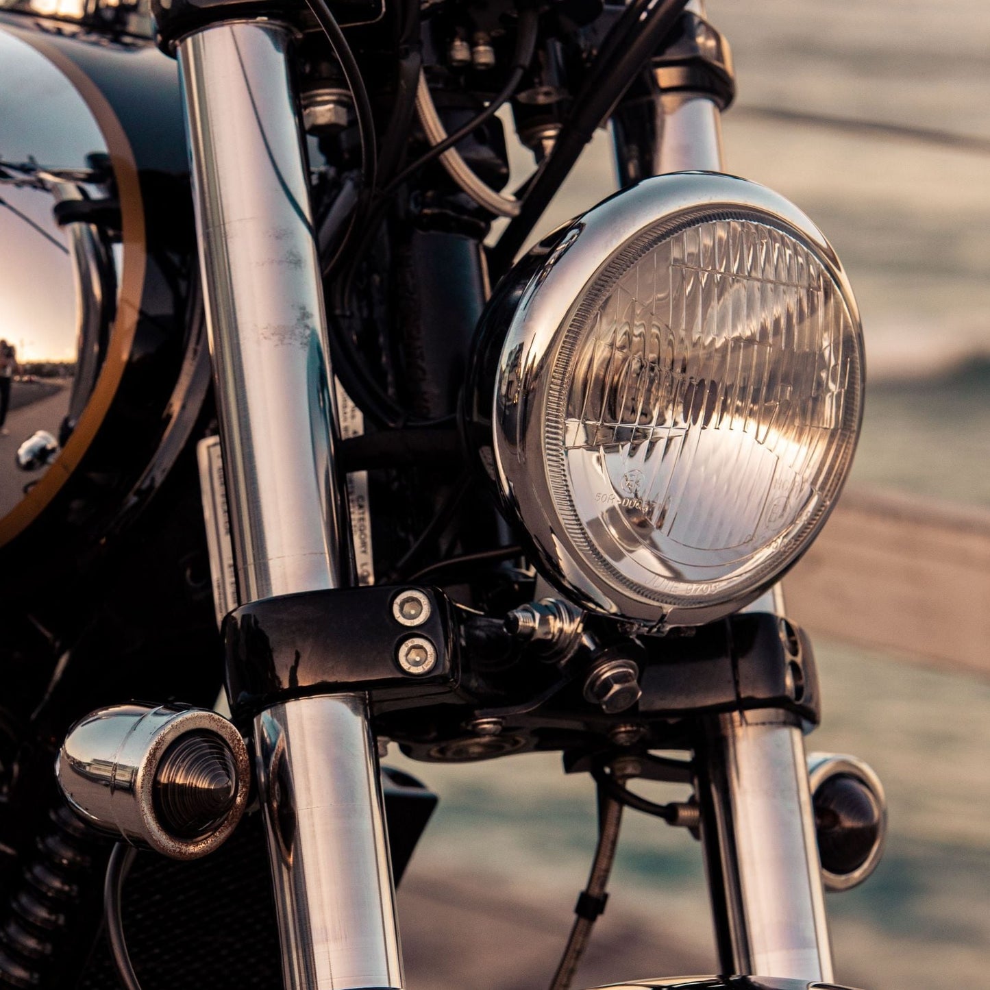 Bates headlight, Chrome, Headlight, Royal enfield