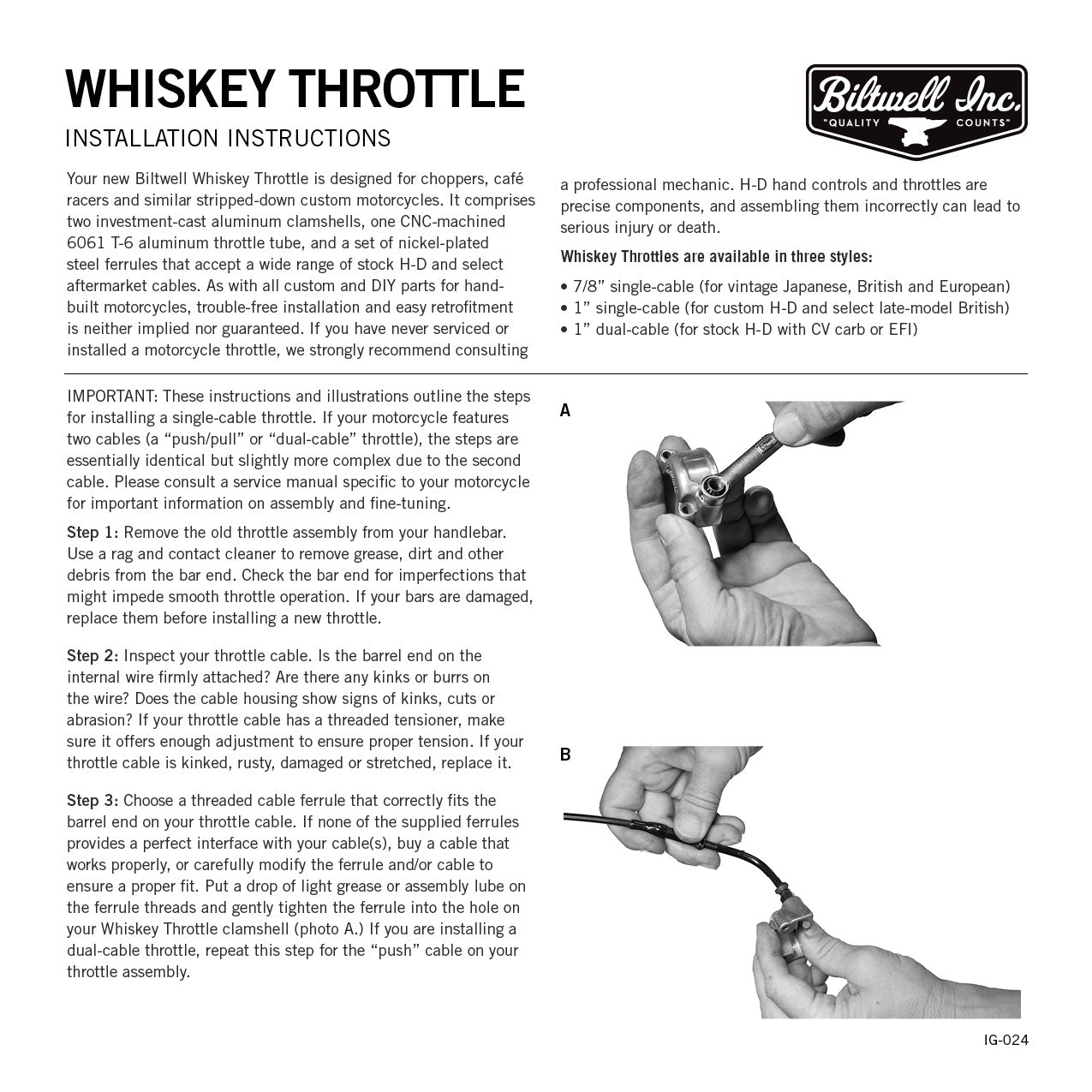 Biltwell Whiskey Throttle, Black, Chrome, Control