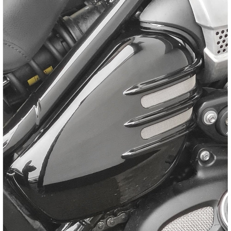 Motone Ventura Ribbed Side Panels - Bobber/Speedmaster - Gloss Black