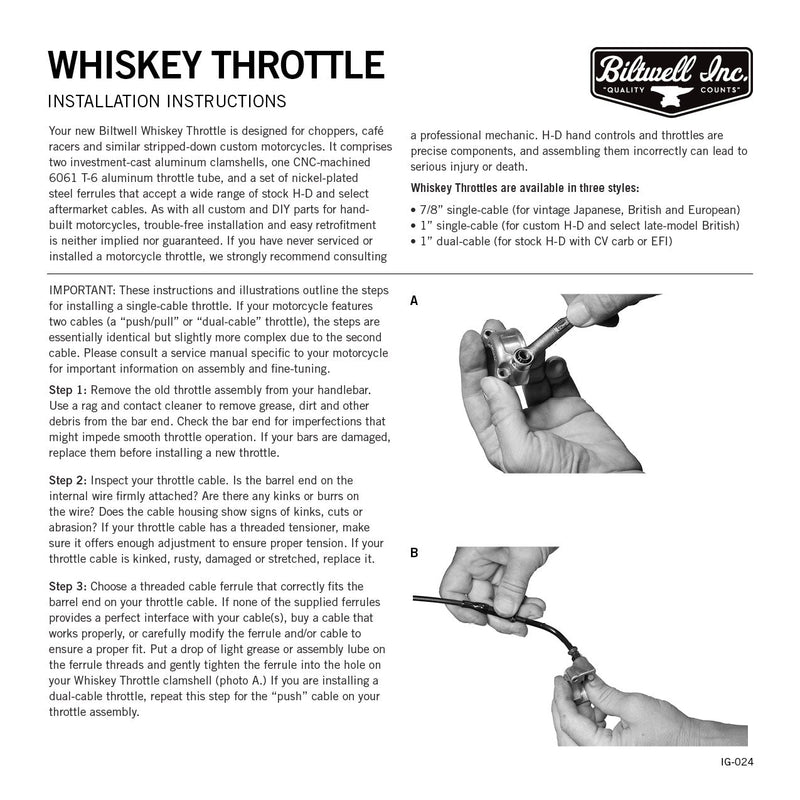 Biltwell Whiskey Throttle, Black, Chrome, Control
